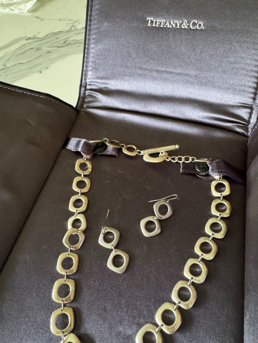 Tiffany & Co. Vintage Geometric Link Necklace & Earrings Set